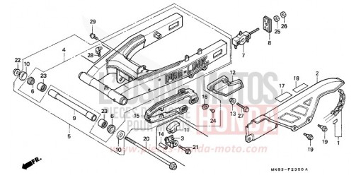 GABEL, HINTEN/KETTENGEHAEUSE NX650J de 1988